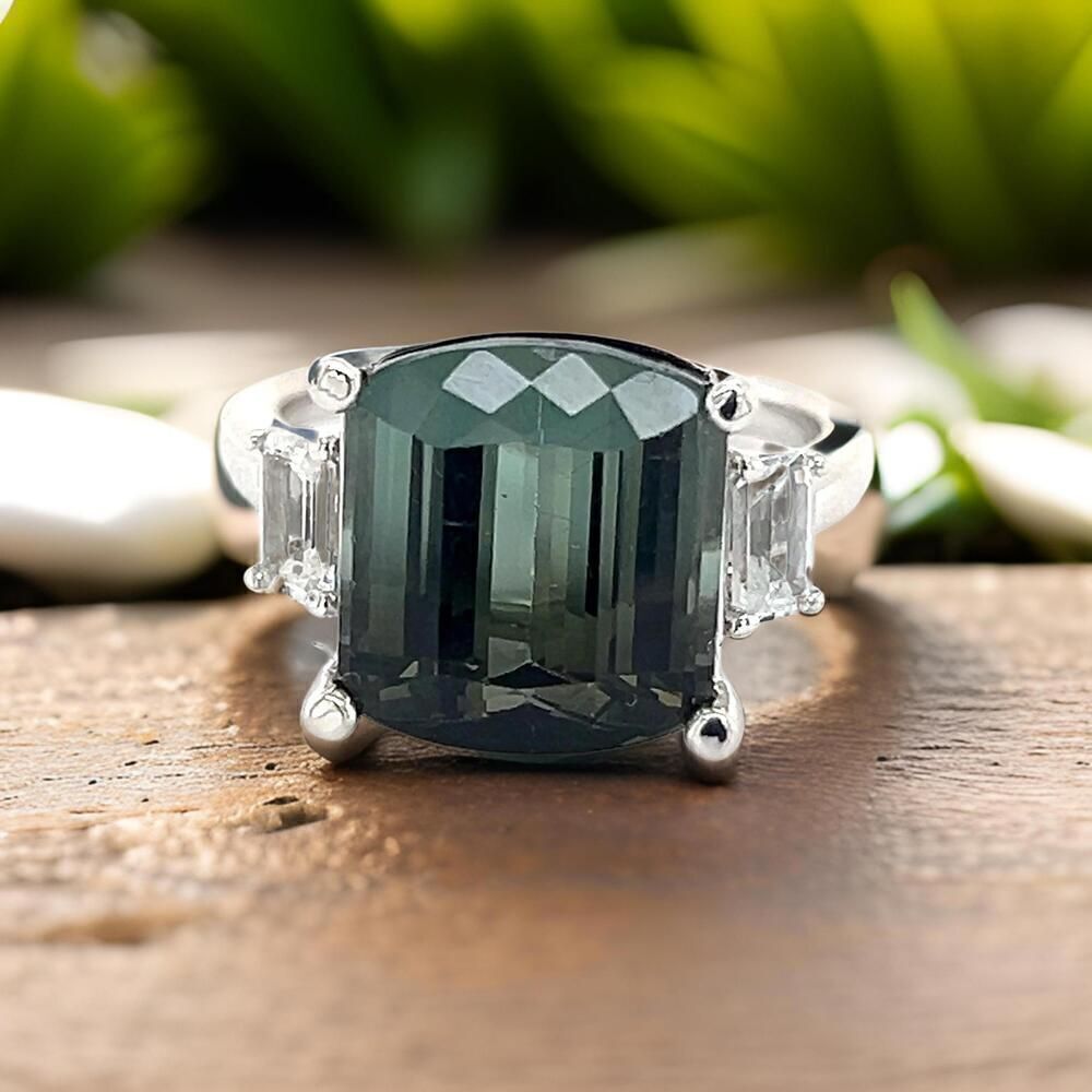 Natural Tourmaline Sapphire Ring 7 14k W Gold 8.7 TCW Certified $7,490 311034